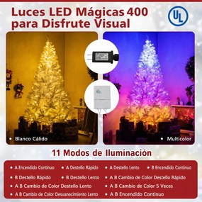 Árvore de Natal com Luzes LED, 11 Modos de Iluminação, Branco