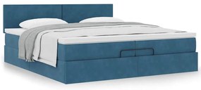 Estrutura de cama otomana com colchão 200x200 cm azul escuro