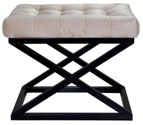 Pouffe Capraz – Preto e Creme – 50x42x40 cm