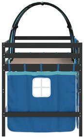 Cama alta p/ criança c/ túnel 90x200 cm pinho maciço azul
