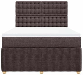 Cama com molas/colchão 160x200 cm tecido castanho-escuro