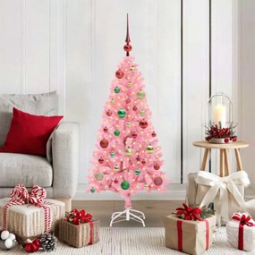 vidaXL Árvore de Natal com 150 LEDs com suporte Rosa 120 cm PVC