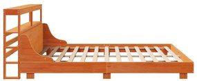 Cama sem colchão 200x200 cm pinho maciço castanho-mel