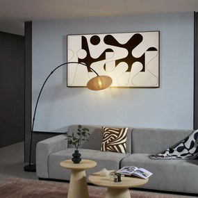 Candeeiro de Arco Japandi Preto com Abajur Castanho - Bida