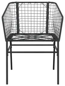 Conjunto de jantar jardim 7 peças vidro vime PE preto