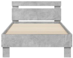 Estrutura de cama c/ cabeceira/luzes LED 90x190cm cinza cimento