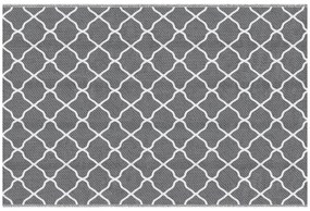 Outsunny Tapete de Exterior 182x274cm Tapete Moderno Reversível de Plástico Impermeável para Varanda Campismo Praia Cinza e Branco