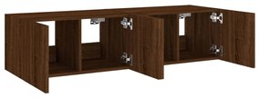 Móveis de parede para TV com luzes LED 2 pcs carvalho castanho