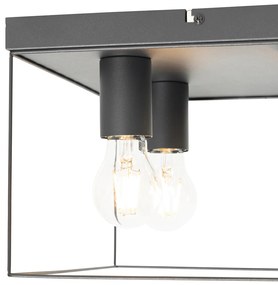 Candeeiro de teto minimalista preto quadrado de 4 luzes - Kodi Moderno