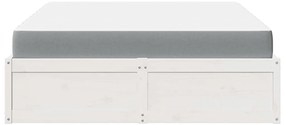 Cama com colchão 160x200 cm madeira de pinho maciça branco
