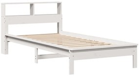 Cama com estante sem colchão 75x190 cm pinho maciço branco