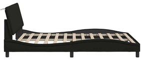 Estrutura de cama sem colchão 140x190 cm tecido preto