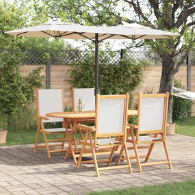 vidaXL Conjunto de Jantar de Jardim de 5 Peças Branca Creme Madeira Sólida Acácia
