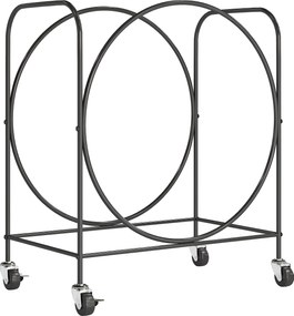 Suporte Metálico para Lenha com Rodas para Interior e Exterior 51x30x60 cm Preto