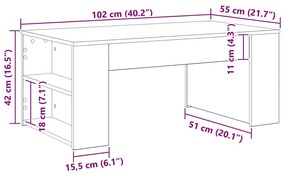 Mesa de Centro Carvalho Preto 102x55x42 cm Madeira Engenheirada