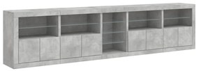 Aparador com luzes LED 283x37x67 cm cinzento cimento