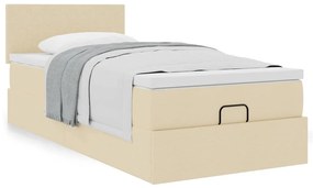 Cama otomana com colchão 100x200 cm tecido creme