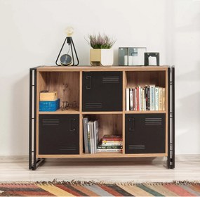 Conjunto de Mobiliário de Sala Cosmo – Pinho Atlântico Preto – Estante