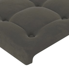 Cabeceira de cama c/ LED veludo 180x5x118/128 cm cinza-escuro