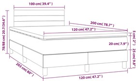 Cama box spring c/ colchão/LED 120x200 cm veludo preto