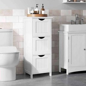 Armário casa de banho com 3 gavetas 32 x 30 x 81 cm Branco mate