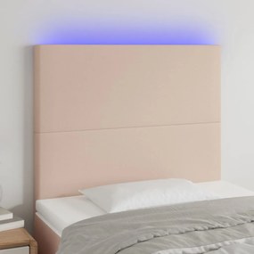 Cabeceira cama c/ LED couro artif. 80x5x118/128 cm cappuccino