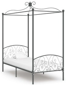 Estrutura de cama com dossel 100x200 cm metal cinzento