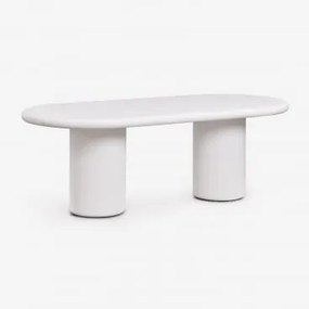 Mesa De Jantar Oval 220x100 Cm Em Cimento Namara Branco - Sklum