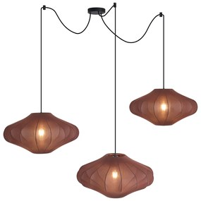 Candeeiro suspenso Japandi castanho 50cm 3-luzes - Plu Japandi