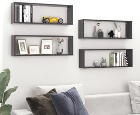 vidaXL Estantes de parede cúbicas 4pcs contrapl. 80x15x26,5cm cinzento