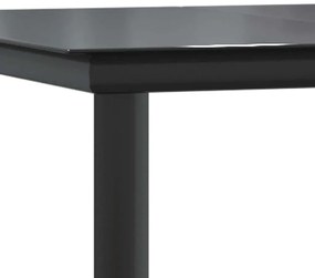 Conjunto de jantar jardim 9 peças almofadas vidro vime PE preto