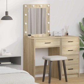 vidaXL Toucador com Luzes LED Carvalho Sonoma 50x41x135 cm