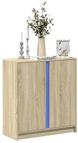 Aparador com luzes LED derivados de madeira carvalho sonoma