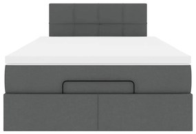Cama otomana com colchão 120x200 cm tecido cinzento escuro