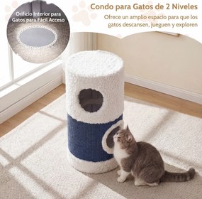 Casa-árvore para gatos de 2 andares em forma de patinho 35 x 66 cm (Diâmetro x AL), tapete de sisal para arranhar, caverna escondida, barril, brinqued