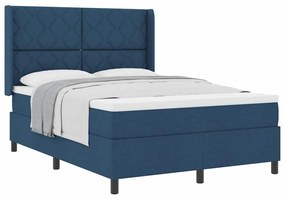 Cama com Estrado e Colchão Azul 140x200 cm em Tecido
