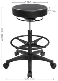 Banco de escritório 59,5-81 cm preto