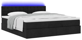 Estrutura de cama otomana com colchão 160x200 cm tecido preto