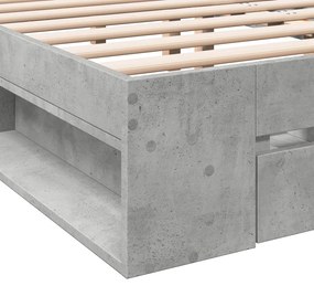 Estrutura de cama c/ gavetas derivados de madeira cinza-cimento