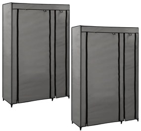 Roupeiros dobráveis 2 pcs 110x45x175 cm tecido cinzento