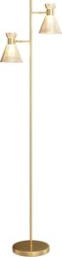 Candeeiro de pé para sala de estar com duas luzes ajustáveis 42 x 25 x 165 cm, candeeiro de pé, abajur de vidro com motivos florais, dourado