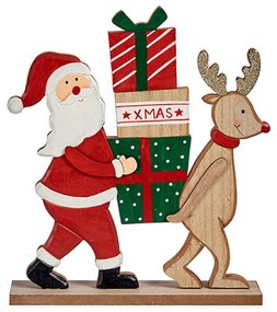 Figura Decorativa Pai Natal Rena Madeira (5 X 26 X 22 cm)