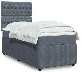 Cama com molas/colchão 80x200 cm veludo cinza-escuro
