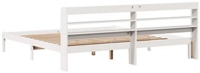 Cama sem colchão 200x200 cm madeira de pinho maciça branco