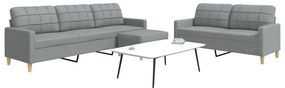 vidaXL 3 pcs conjunto de sofás com apoio de pés tecido cinzento-claro