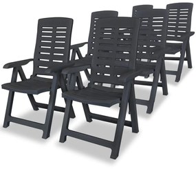 vidaXL Cadeiras de jardim reclináveis 6 pcs plástico antracite
