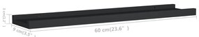 Unidade de prateleiras com rebordo 2 pcs 60x9x3 cm MDF preto