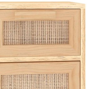 Aparador 60x30x75 cm pinho maciço/vime natural castanho