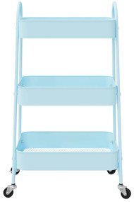 Carrinho de arrumação 3 camadas 42x41,5x77 cm aço azul