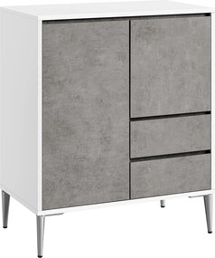 Armário de arrumação com portas e 2 gavetas 40 x 70 x 85 cm branco + cinza